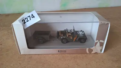 Editions Atlas schaalmodel Jeep Willys MB met aanhangwagen – kavel bij Goeiendeal