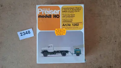 Preiser 1262, Driezijdenkipper Magirus F 150 D10 A. Kompressor IRMER & ELZE D 201-R – kavel bij Goeiendeal