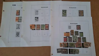 Belgische postzegels, Diverse historische postzegels op 4 albumbladen – kavel bij Goeiendeal