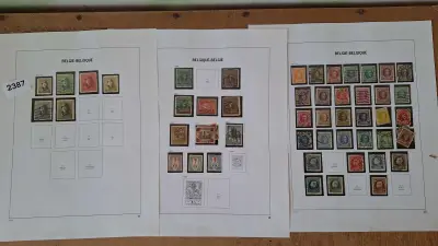 Belgische postzegels, Diverse historische postzegels op 3 albumbladen – kavel bij Goeiendeal