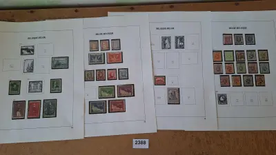 Belgische postzegels, Diverse historische postzegels op 4 albumbladen – kavel bij Goeiendeal