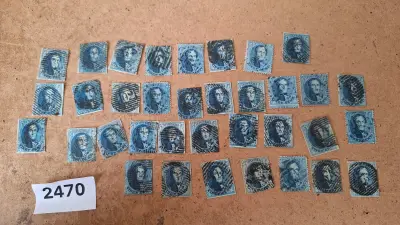 Belgische postzegels, Verzameling blauwe klassieke postzegels met koning Leopold I Epauletten / Medaillons – kavel bij Goeiendeal