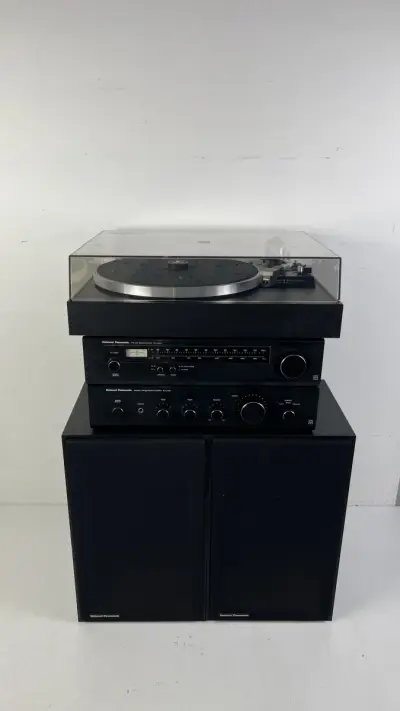 Hifi stereoset National Panasonic SU-2300 met platenspeler en luidsprekers – kavel bij De Kringwinkel, Oostkamp