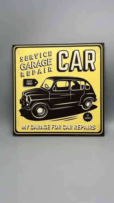 Wandbord Service Garage Car retro 28x28 cm – kavel bij De Kringwinkel, Oostkamp