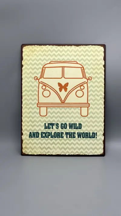 Metalen wandbord Volkswagen T1 campervan retro 35 cm – kavel bij De Kringwinkel, Oostkamp