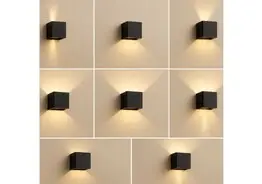 6 x Wandlamp – Tweerichtings LED – Kubus – 2 x 5W – Zwart – kavel bij Desvo Veilingen, Be
