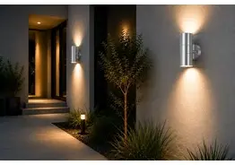 4 x Buiten Wandlamp Up & Down – 2xGU10 – Mat Chroom – IP44 – MANOLYA-2 – kavel bij Desvo Veilingen, Be