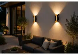 4 x LED Buiten Wandlamp – 10W – 4200K Neutraal Wit - Zwart/Goud – IP65 – MARVEL-10 – kavel bij Desvo Veilingen, Be