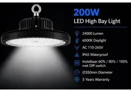 5 x LED Highbay UFO PRO 200W – Instelbaar 60% / 80% / 100% – 6500K – WEB-200 – kavel bij Desvo Veilingen