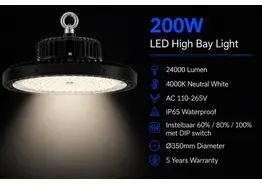 5 x LED Highbay UFO PRO 200W – Instelbaar 60% / 80% / 100% – 4000K – WEB-200 – kavel bij Desvo Veilingen