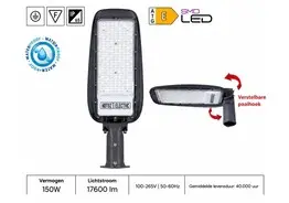 5 x LED Straatlamp 150W – 6400K Koud Wit - Grijs – IP65 – FLORIDA-150 – kavel bij Desvo Veilingen