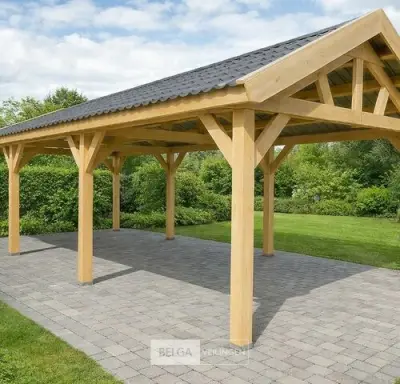 Zadeldak douglas, afm 880x400x325cm BxDxH in cm – kavel bij Belga Veilingen, Lummen