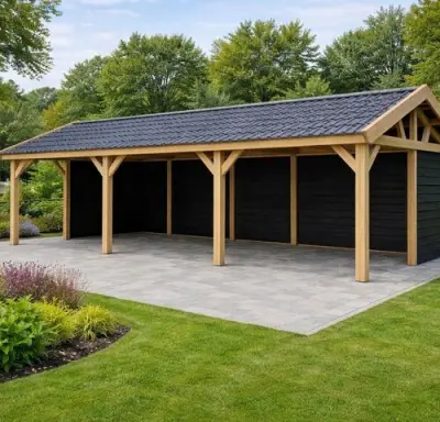 Zadeldak douglas, afm 880x400x325cm BxDxH in cm – kavel bij Belga Veilingen, Lummen
