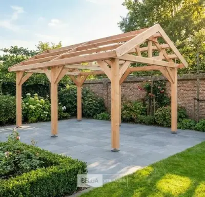 Zadeldak douglas, afm 660x400x325cm BxDxH in cm – kavel bij Belga Veilingen, Lummen