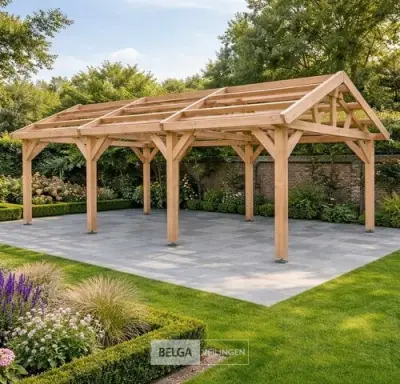Zadeldak douglas, afm 880x400x325cm BxDxH in cm – kavel bij Belga Veilingen, Lummen
