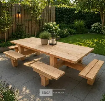 Vrijstaande picknicktafel 12 persoons – kavel bij Belga Veilingen, Lummen
