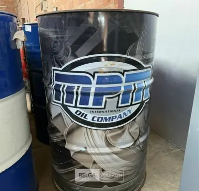 Olieton 200 L (1x) zwart-blauw – kavel bij Belga Veilingen, Zonhoven