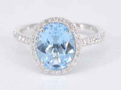 Witgouden entourage ring met ovaal geslepen topaas – kavel bij Onlineveilingmeester
