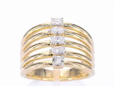 Gouden ring met 5 bijzondere diamanten – kavel bij Onlineveilingmeester