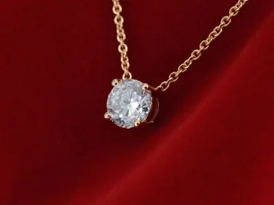 Rosegouden collier met een briljant geslepen diamant van 1.00 carat (excl. ketting) – kavel bij Onlineveilingmeester