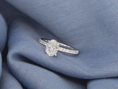 Witgouden solitair ring met 1.00 carat ovaal geslepen diamant en Briljant geslepen diamanten – kavel bij Onlineveilingmeester
