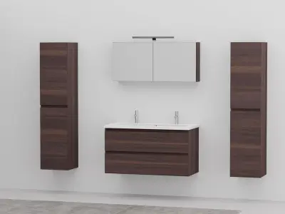 Badkamermeubel Vonato, Luxe BL100, donker hout – kavel bij Onlineveilingmeester