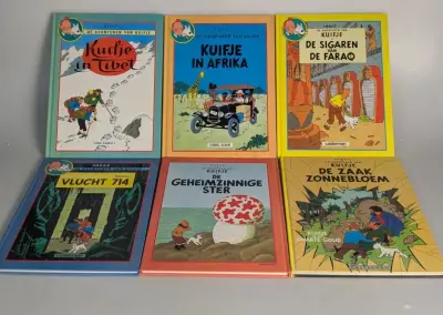 Set van 6 Kuifje stripboeken in het Nederlands – kavel bij De Kringwinkel, Sint-Niklaas