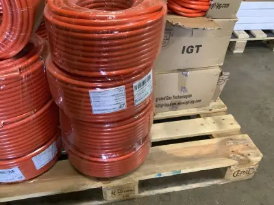 4x Rollen met gasslang, Gimeg, oranje – kavel bij Onlineveilingmeester, Zutphen