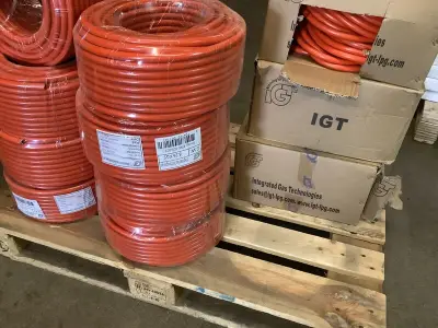 4x Rollen met gasslang, Gimeg, oranje – kavel bij Onlineveilingmeester, Zutphen