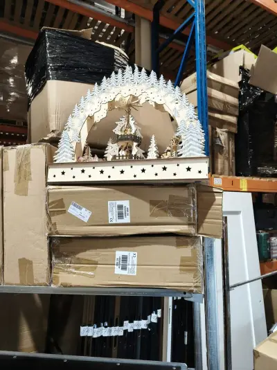7x Houten kerstbomen + verlichting+ draaiobject., wit – kavel bij Onlineveilingmeester, Zutphen