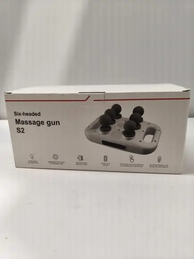 Massagegun met 6 koppen, grijs – kavel bij Onlineveilingmeester, Zutphen