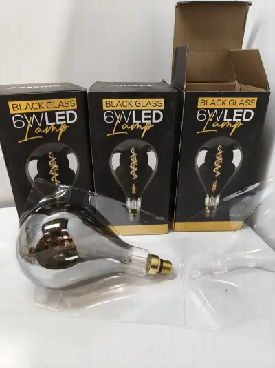 3x Design grote LED lampen met donker glas – kavel bij Onlineveilingmeester, Zutphen