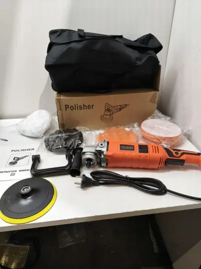 Polijstmachine met div. pads, oranje – kavel bij Onlineveilingmeester, Zutphen