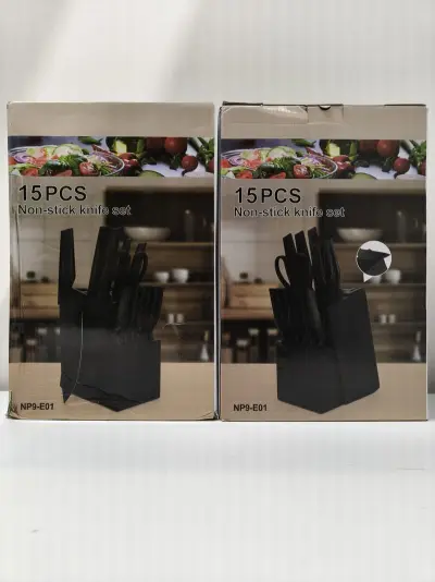 2x Messenblokken met 15 pieces, zwart – kavel bij Onlineveilingmeester, Zutphen