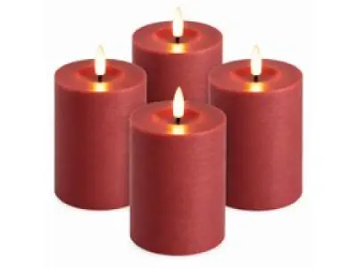 LED kaarsen - Echte Wax - 10 cm - Rood – 4 stuks - Afstandsb – kavel bij XL Auctions