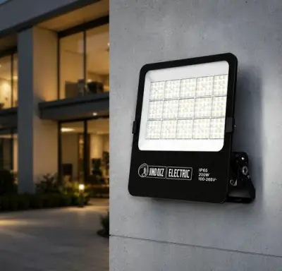 4 x LED Floodlight 200W – 6400K Koud Wit - Zwart – IP65 – BORNEO-200 – kavel bij Belga Veilingen