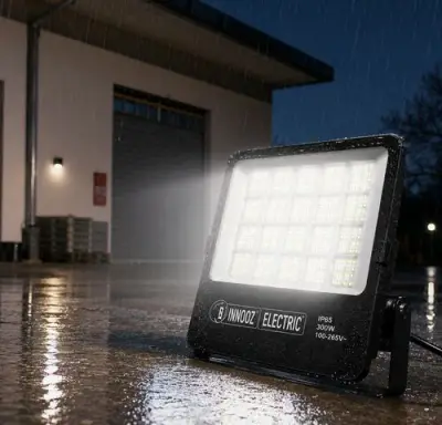 4 x LED Floodlight 300W – 6400K Koud Wit - Zwart – IP65 – BORNEO-300 – kavel bij Belga Veilingen