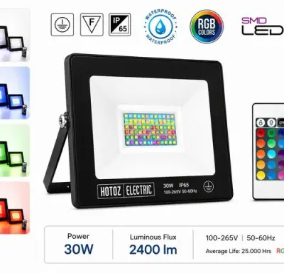4 x RGB LED Floodlight 30W - Zwart – IP65 – REMIX-30 – kavel bij Belga Veilingen