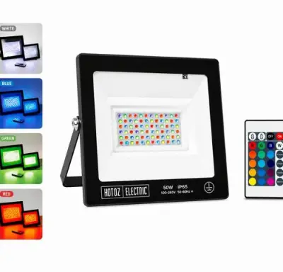 4 x RGB LED Floodlight 50W - Zwart – IP65 – REMIX-50 – kavel bij Belga Veilingen