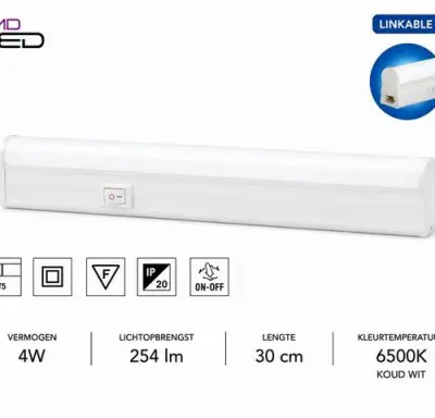 10 x LED Onderbouw Lamp 4W – 6400K Koud Wit - Wit – 30cm – IP20 – SIGMA-4 – kavel bij Belga Veilingen