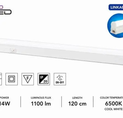 10 x LED Onderbouw Lamp 14W – 6400K Koud Wit - Wit – 120cm – IP20 – SIGMA-14 – kavel bij Belga Veilingen