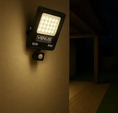 5 x LED Schijnwerper 50W met Bewegingssensor – 4000K Neutraal Wit – IP65 – FLAG-50 – kavel bij Belga Veilingen
