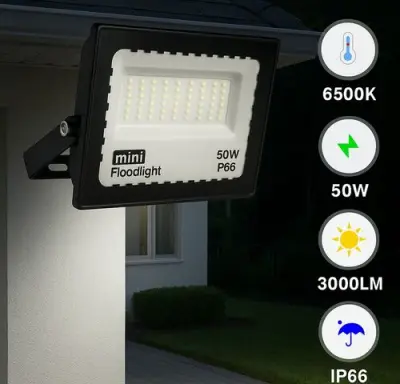 6 x LED Schijnwerper MINI 50W – 6500K Koud Wit – IP65 – MINIONS-50 – kavel bij Belga Veilingen
