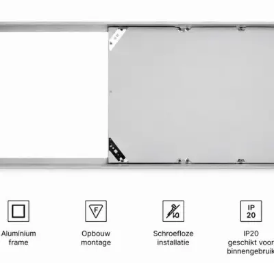 16 x Opbouw Frame voor LED Paneel – 600x300mm – IP20 – FRAME-3060 – kavel bij Belga Veilingen