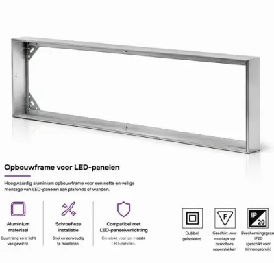 8 x Opbouw Frame voor LED Paneel – 1200x300mm – IP20 – FRAME-30120 – kavel bij Belga Veilingen