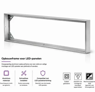 16 x Opbouw Frame voor LED Paneel – 1200x300mm – IP20 – FRAME-30120 – kavel bij Belga Veilingen