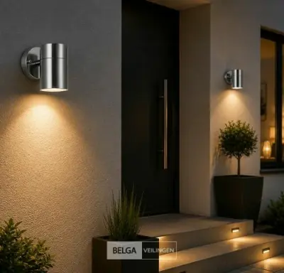 4 x Buiten Wandlamp GU10 – Mat Chroom – IP44 – MANOLYA-1 – kavel bij Belga Veilingen