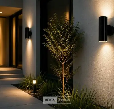 4 x Buiten Wandlamp Up & Down – 2xGU10 – Zwart – IP44 – MANOLYA-2 – kavel bij Belga Veilingen