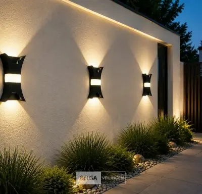 4 x LED Buiten Wandlamp – 17W – 4200K Neutraal Wit - Zwart – IP54 – VIPER – kavel bij Belga Veilingen