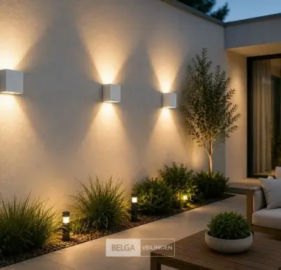 6 x LED Buiten Wandlamp – 4W – 4200K Neutraal Wit - Wit – IP65 – SEKOYA – kavel bij Belga Veilingen